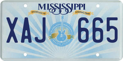 MS license plate XAJ665
