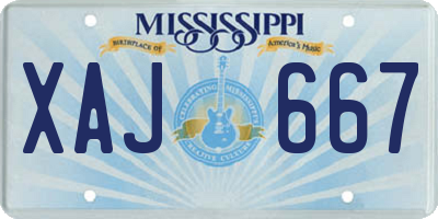 MS license plate XAJ667