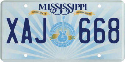 MS license plate XAJ668