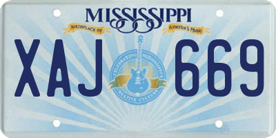 MS license plate XAJ669