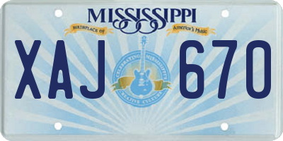 MS license plate XAJ670
