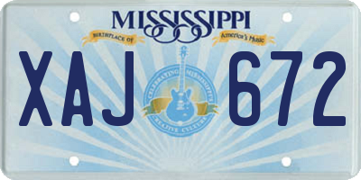 MS license plate XAJ672