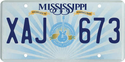 MS license plate XAJ673