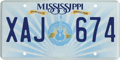 MS license plate XAJ674