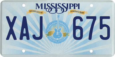 MS license plate XAJ675