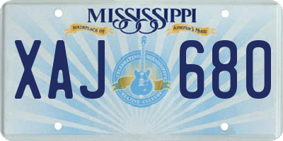 MS license plate XAJ680