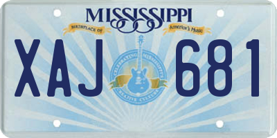 MS license plate XAJ681