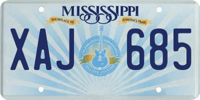 MS license plate XAJ685