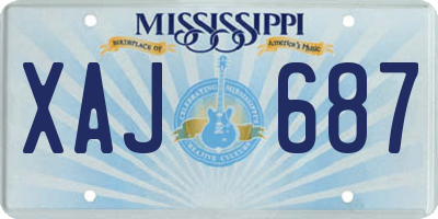 MS license plate XAJ687