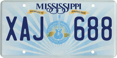 MS license plate XAJ688