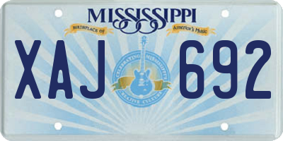 MS license plate XAJ692