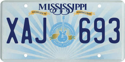 MS license plate XAJ693