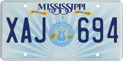MS license plate XAJ694
