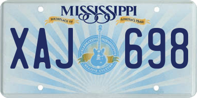 MS license plate XAJ698
