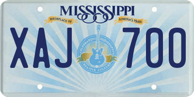 MS license plate XAJ700