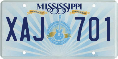 MS license plate XAJ701