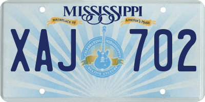 MS license plate XAJ702