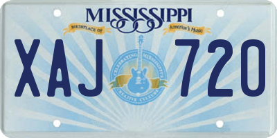 MS license plate XAJ720