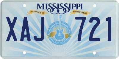 MS license plate XAJ721