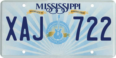 MS license plate XAJ722
