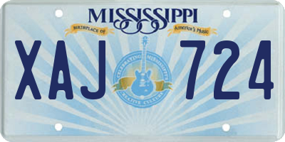 MS license plate XAJ724