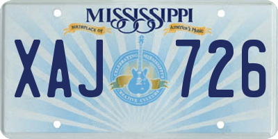 MS license plate XAJ726