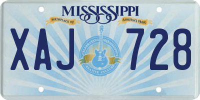 MS license plate XAJ728