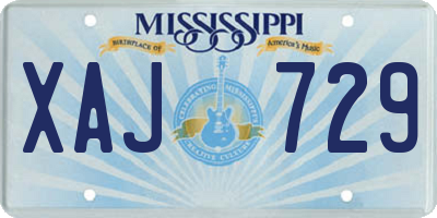 MS license plate XAJ729