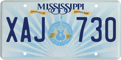 MS license plate XAJ730