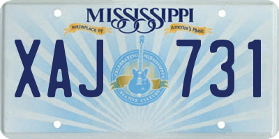 MS license plate XAJ731