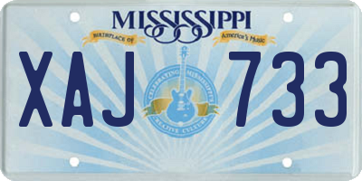 MS license plate XAJ733