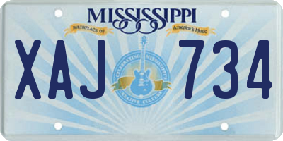 MS license plate XAJ734