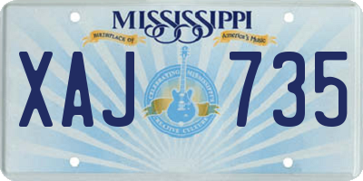 MS license plate XAJ735