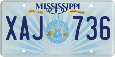 MS license plate XAJ736