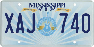 MS license plate XAJ740