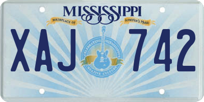 MS license plate XAJ742