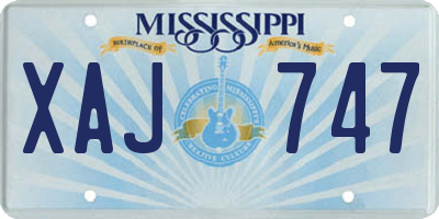 MS license plate XAJ747