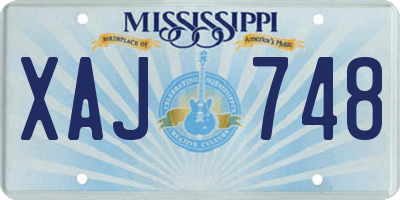 MS license plate XAJ748