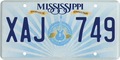 MS license plate XAJ749