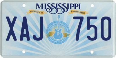 MS license plate XAJ750