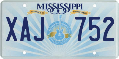 MS license plate XAJ752