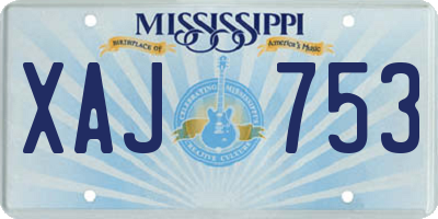 MS license plate XAJ753