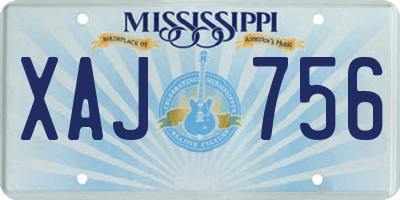 MS license plate XAJ756