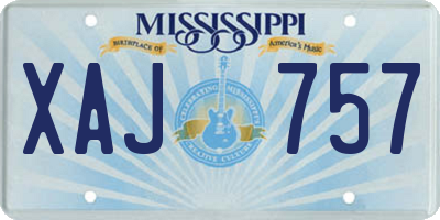 MS license plate XAJ757