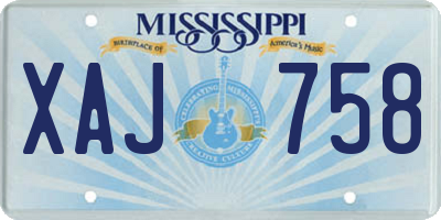 MS license plate XAJ758