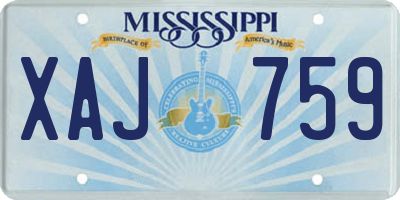 MS license plate XAJ759
