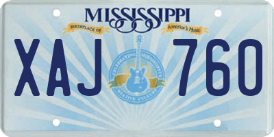 MS license plate XAJ760