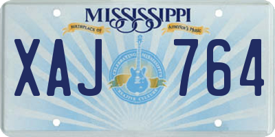 MS license plate XAJ764