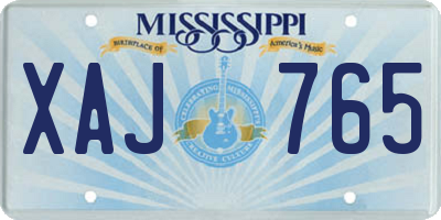 MS license plate XAJ765