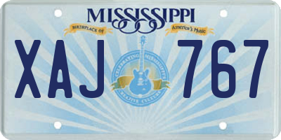 MS license plate XAJ767